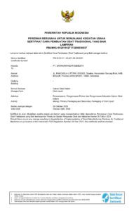 sertifikat cpotb untuk kategori cairan obat dalam