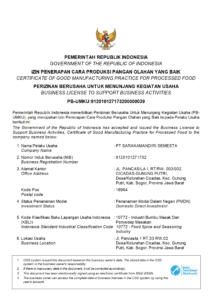 sertifikat cpoob untuk kategori industri bumbu masak dan penyedap masakan