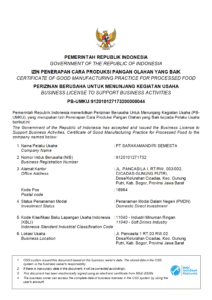 sertifikat cpoob untuk kategori industri minuman ringan