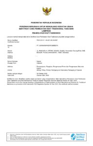 sertifikat cpotb untuk kategori kapsul