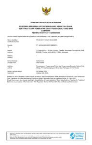 sertifikat cpotb untuk kategori serbuk oral