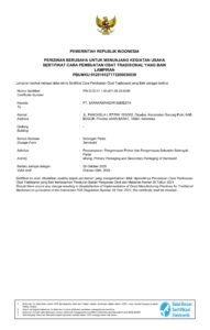 sertifikat cpotb untuk kategori semisolid (setengah padat)